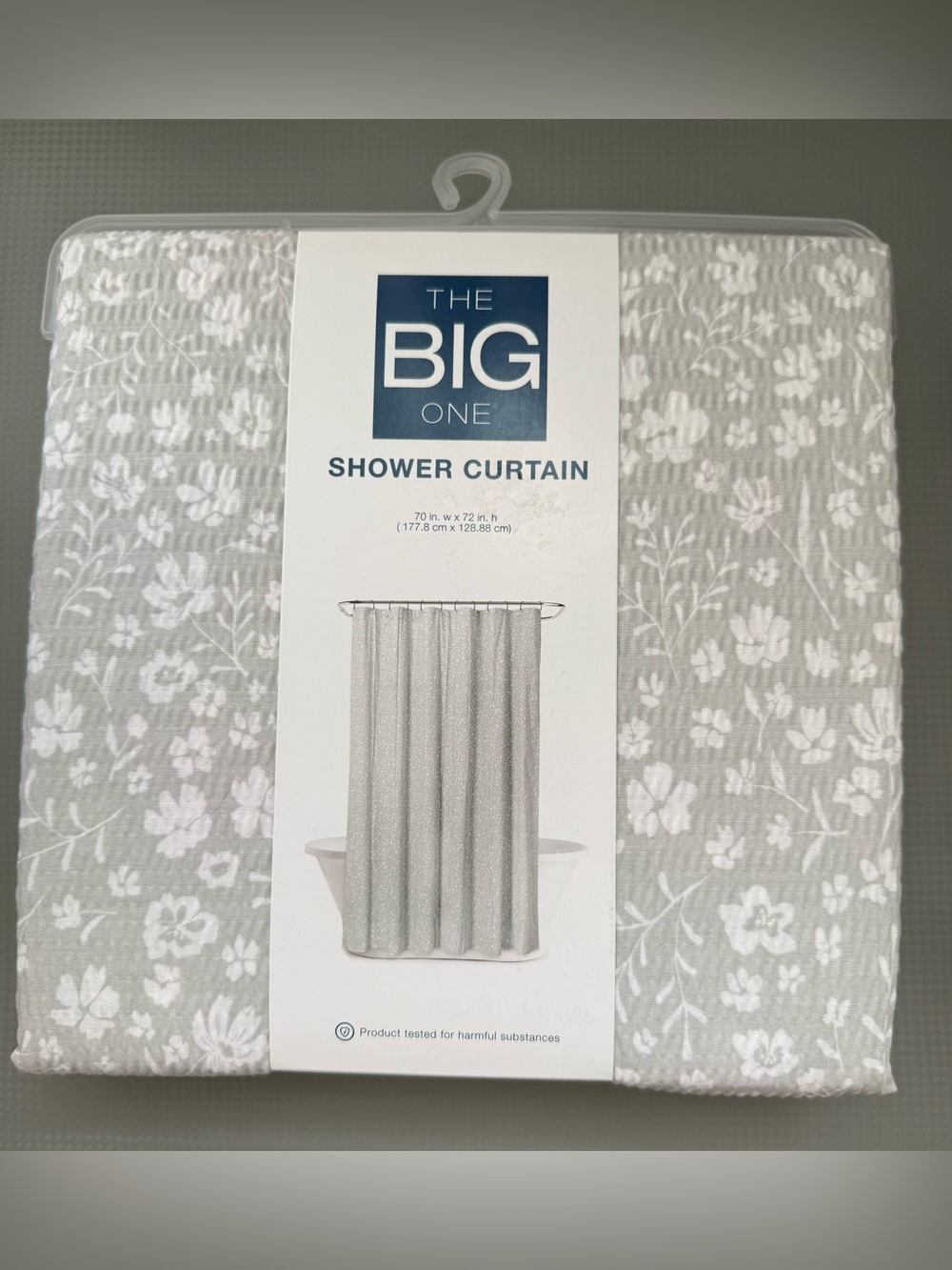 The Big One Gray and White Floral Shower Curtain